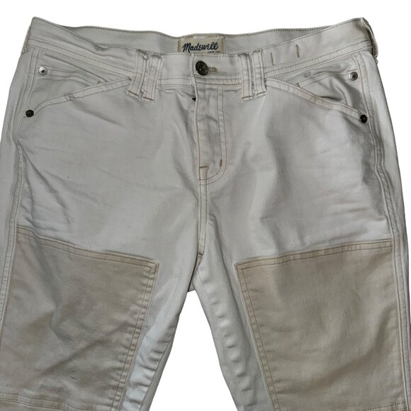 Madewell Slim Mid-RiseBoyfriend Jeans in White with Cream Patches Size 28 - Picture 9 of 11